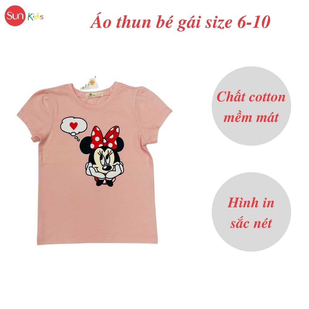 Áo thun cho bé gái, áo phông bé gái chất cotton mềm mát, size 6 - 10 tuổi - SUNKIDS