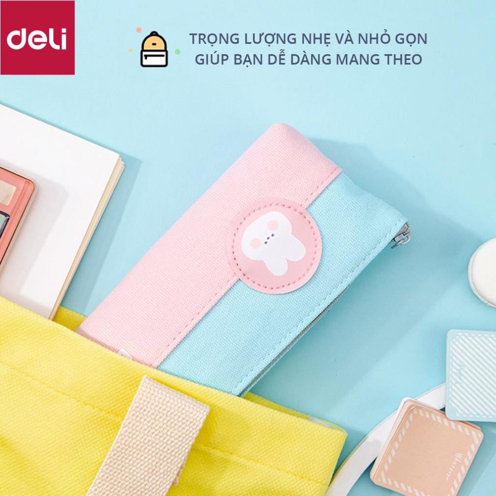 Túi đựng bút đồ dùng cá nhân bằng vải Canvas xinh xắn Deli - Vàng/Hồng/Xanh đậm/Xanh nhạt - 67172 [Deli]