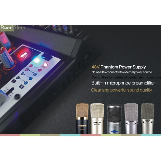 [Mã ELHACE giảm 4% đơn 300K] Mixer thu âm USB 10 cổng có effect Takstar XR-210FX