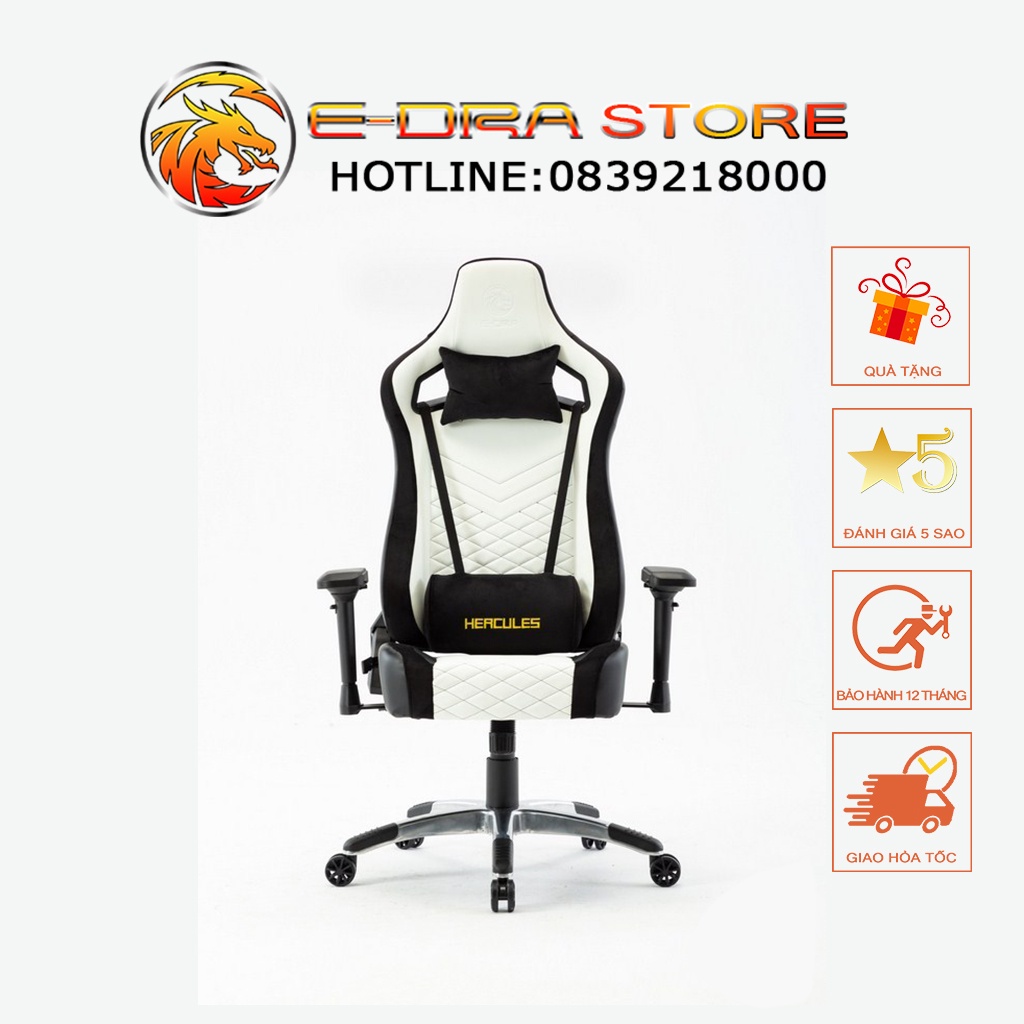 Ghế gaming E-DRA Hercules EGC203 PRO - Màu đen và trắng - Chính hãng - BH 12 Tháng