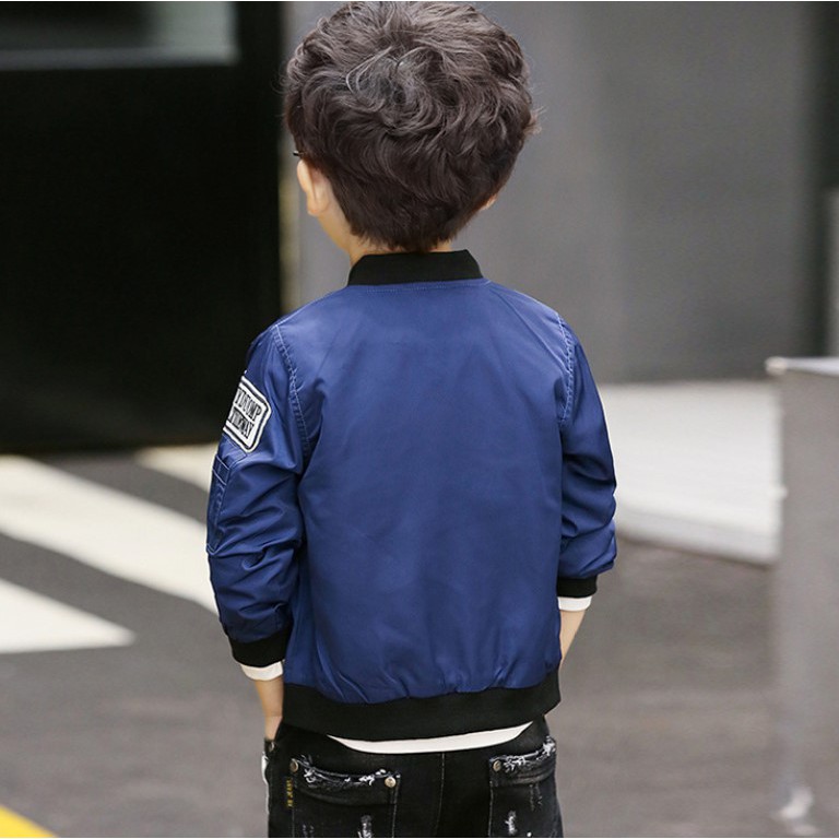 Áo khoác bomber vải dù dây kéo sành điệu cho bé trai