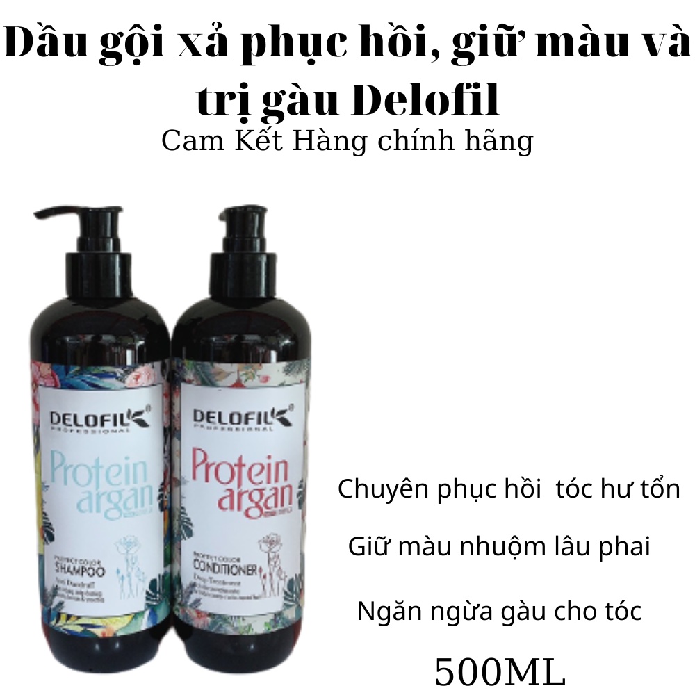 BỘ DẦU GỘI PHỤC HỒI GIỮ MÀU VÀ NGĂN GÀU NGĂN NGỪA RỤNG TÓC ĐA NĂNG DELOFIL 500ml