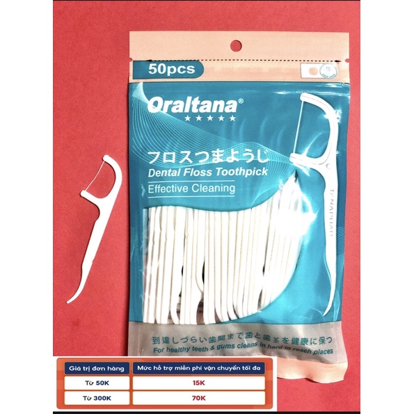 Tăm chỉ nha khoa Oraltana - Gói 50 Que - tăm kẽ răng Oral Tana, xỉa răng, chăm sóc răng lợi tiêu chuẩn xuất Nhật