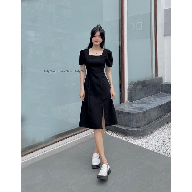 ĐẦM MIDI CỔ U XẺ TÀ