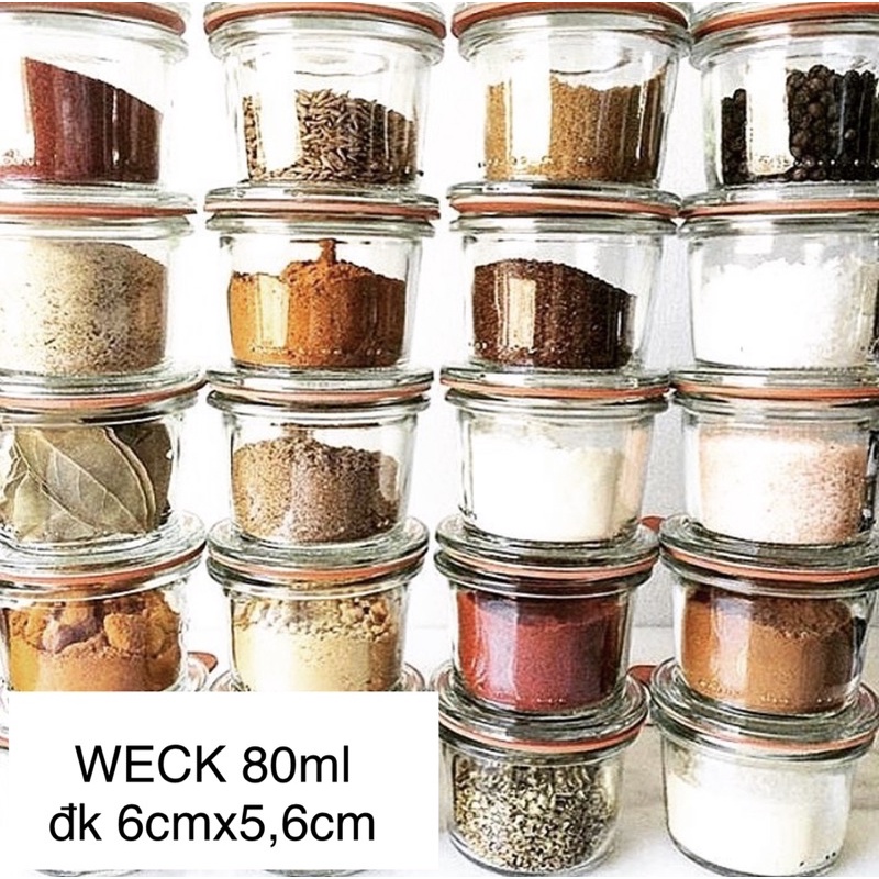 Hũ thuỷ tinh chịu nhiệt WECK - Made in Germany - Dung tích 80ml  - Giá bán 1 hũ