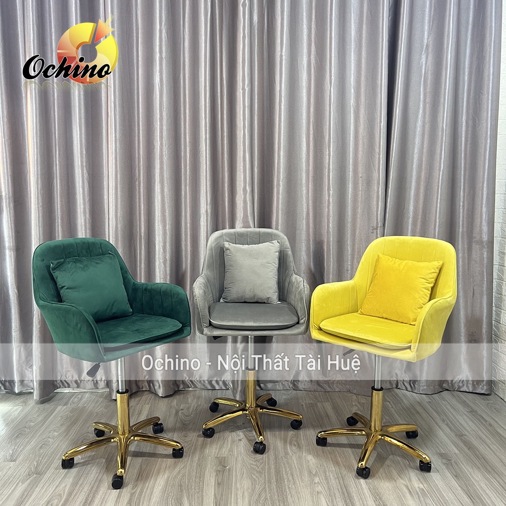 Ghế Xoay Văn Phòng, Ghế Trang Điểm Cá Nhân Mẫu Vân Sò Chân Vàng Sao Cao Cấp ( Có Sẵn)