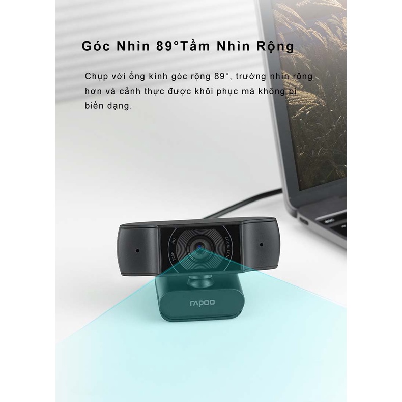 Webcam Rapoo C200 HD 720p học online Tích hợp Micro chung cổng USB hình ảnh HD siêu nét,webcam họp trực tuyến chính hãng