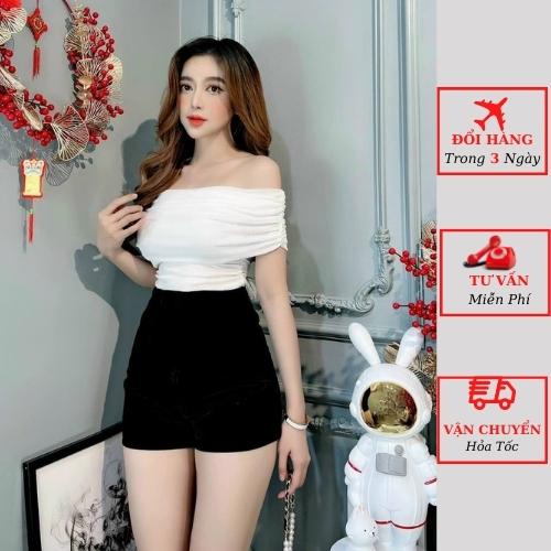 Áo trễ vai nữ quây dáng ôm body nhún ngực sang chảnh ulzzang Hàn Quốc