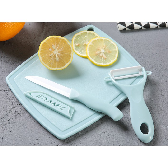 Bộ Dao Thớt Kèm Nạo Phủ Ceramic Chế Biến Đồ Ăn Dặm Cho Bé