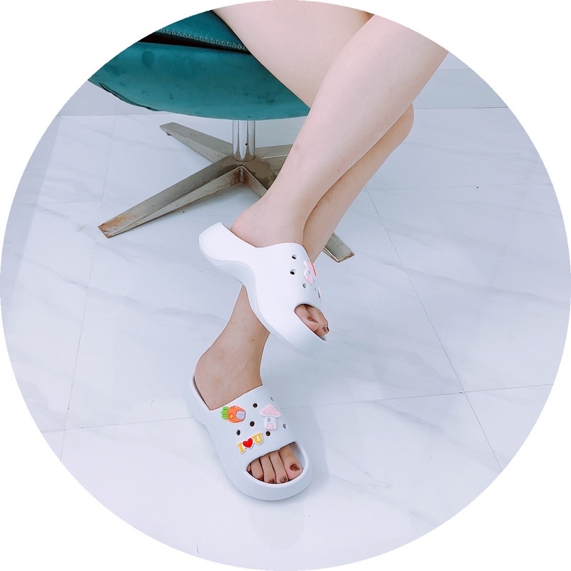 Dép cross mới đế lượn sóng cao 5p stick Nấm hồng xinh cực kì