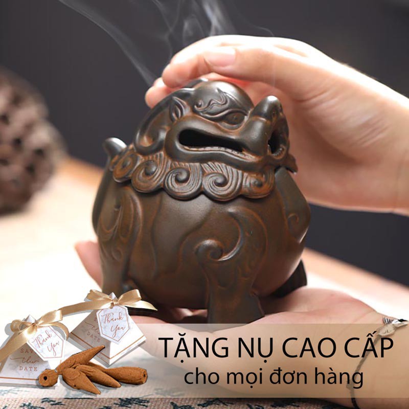 Lư Xông Trầm Hương Linh Thú Tỳ Hưu Bằng Gốm 🎁 TẶNG NGAY 6 Nụ Trầm Cao cấp 100% organic