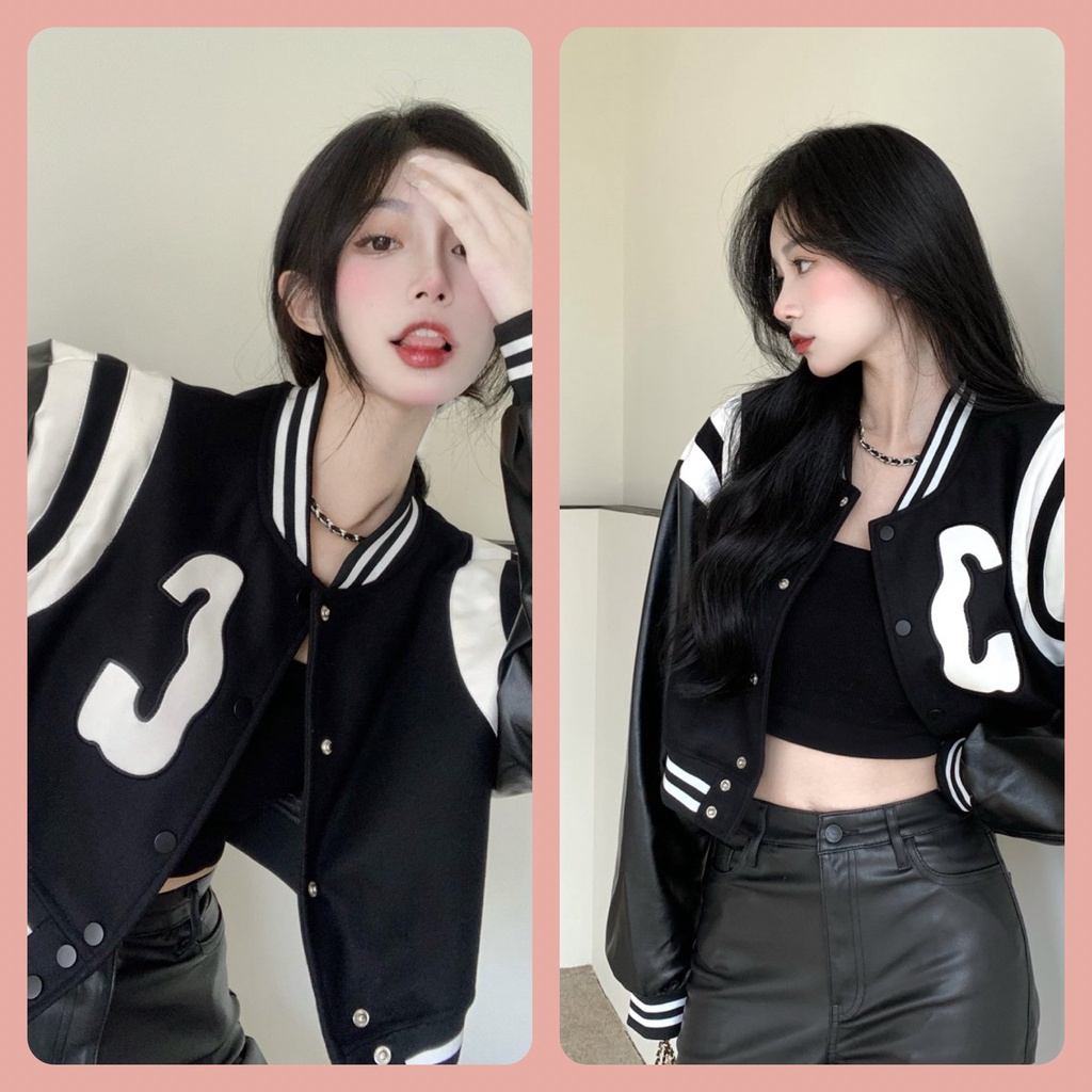 ÁO KHOÁC JEANS DA THỜI TRANG BOMBER (CHẤT BAO ĐẸP)