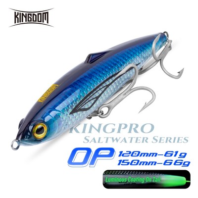 Bút chì chìm câu cá biển Kingdom 61g / 120mm 66g / 150mm ABS Mồi cứng đúc nước mặn & Trolling Mồi nhân tạo Lớp phủ dạ quang Wobblers cho cá ngừ biển Cá thu