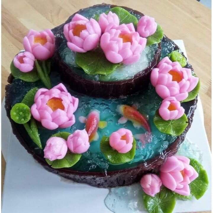 Bộ 7 khuôn silicon hoa sen búp sen lá sen ếch khuôn hoa sen thái làm thạch bánh rau câu hoa nổi 4d bánh trung thu