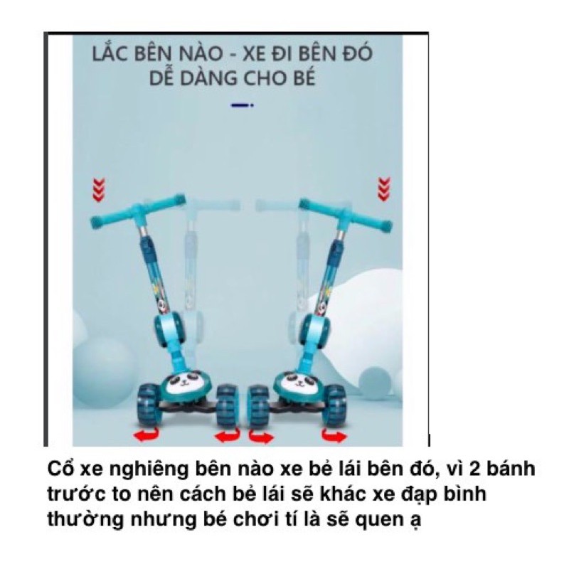 XSH - Xe  Scooter, cho bé có yên ngồi có đèn 3 bánh và nhạc (xe heo)