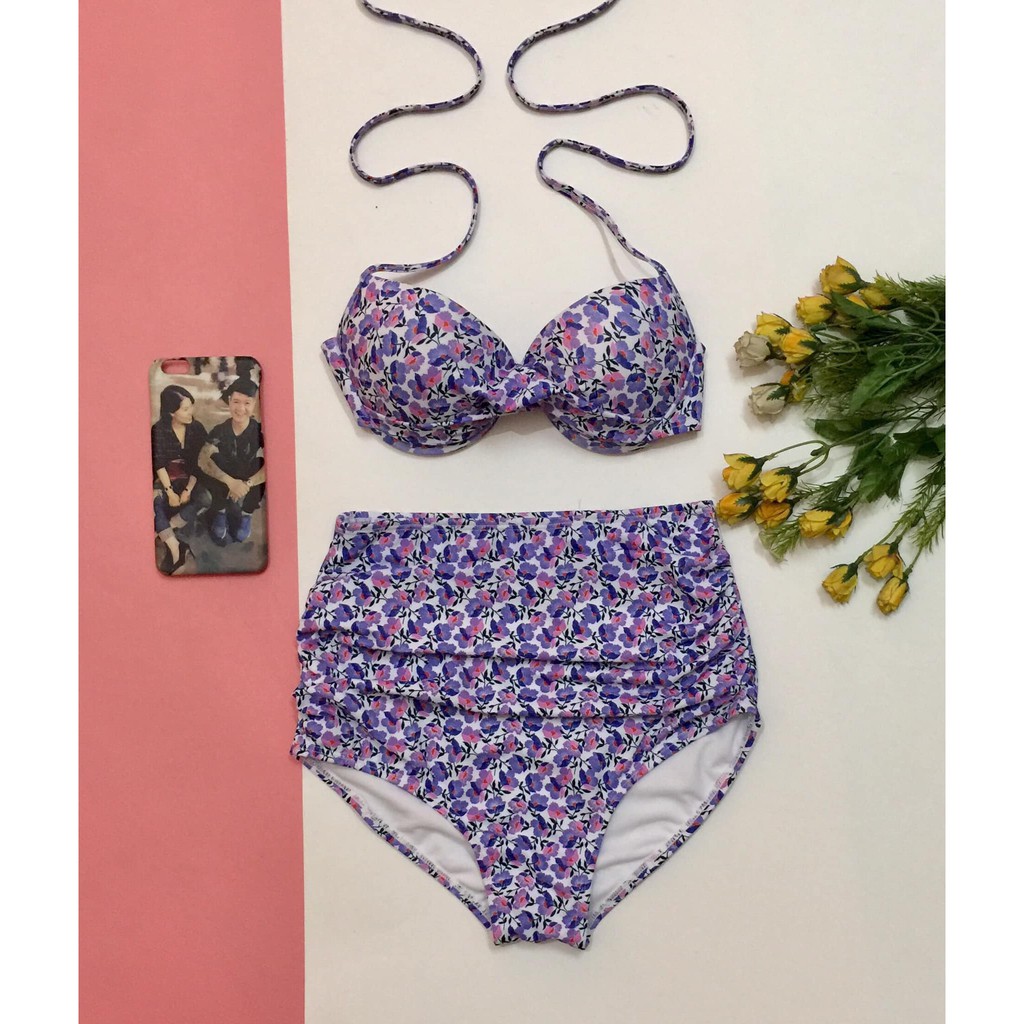 Bikini hai mảnh  đẹp họa tiết hoa tím hot trend mặc đi biển đi bơi ( Đảm bảo 100% như hình) | BigBuy360 - bigbuy360.vn