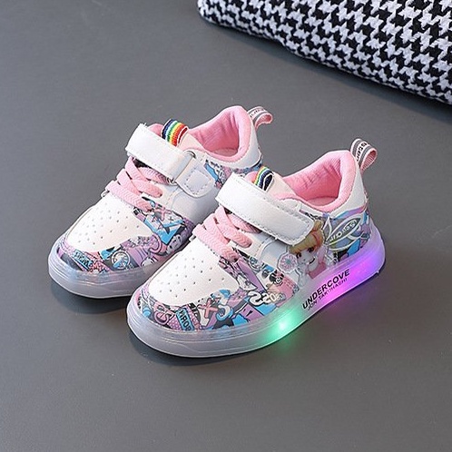 Giày thể thao cho bé có đèn led hàng Quảng Châu full box bé gái LED881