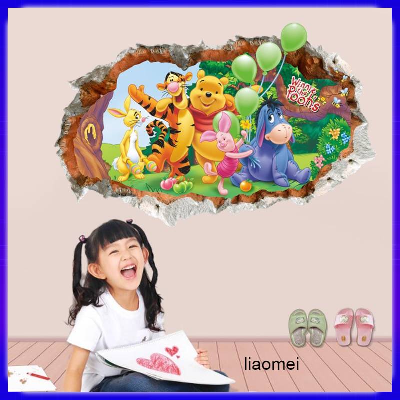 Disney winnie pooh gấu sticker trẻ em phòng bé giường lớp trang trí sticker phim hoạt hình mẫu giáo