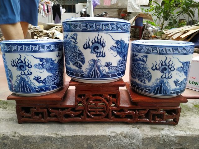 Bát Hương rồng phượng màu lam các cỡ