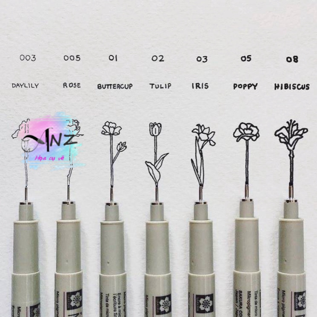 Bút Line đi nét màu Đen Kháng Nước Sakura Micron (Nhiều size) [ Họa cụ ANZ ]