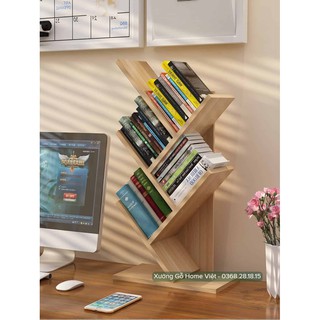 Kệ sách xương cá để bàn bằng gỗ MDF, hàng lắp ráp thông minh,kệ hình cây xương cá đa năng, giá rẻ