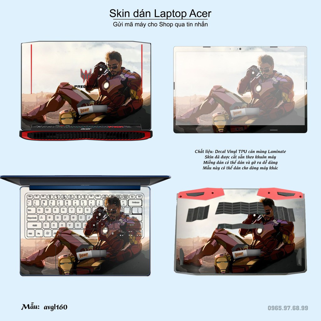 Skin dán Laptop Acer in hình Avenger _nhiều mẫu 4 (inbox mã máy cho Shop)