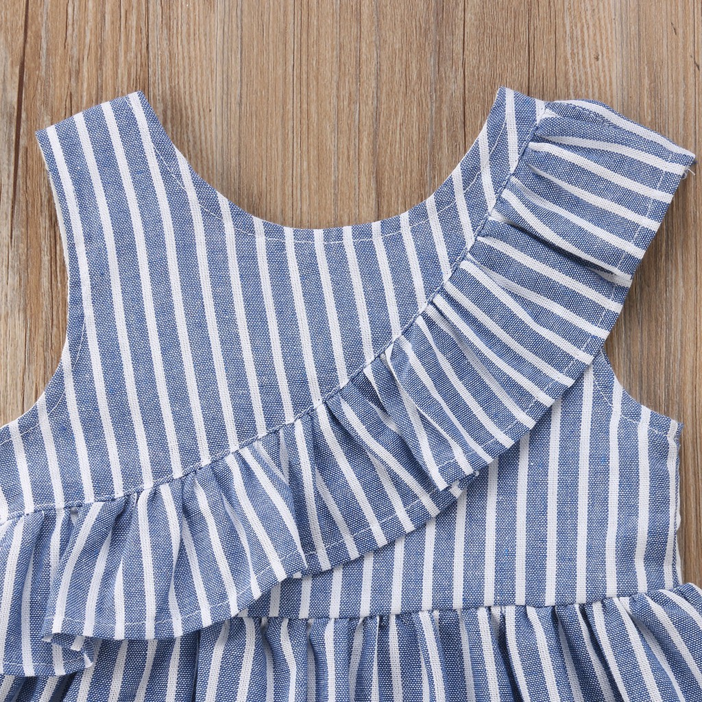 Đầm cotton dài kẻ sọc dễ thương cho bé gái