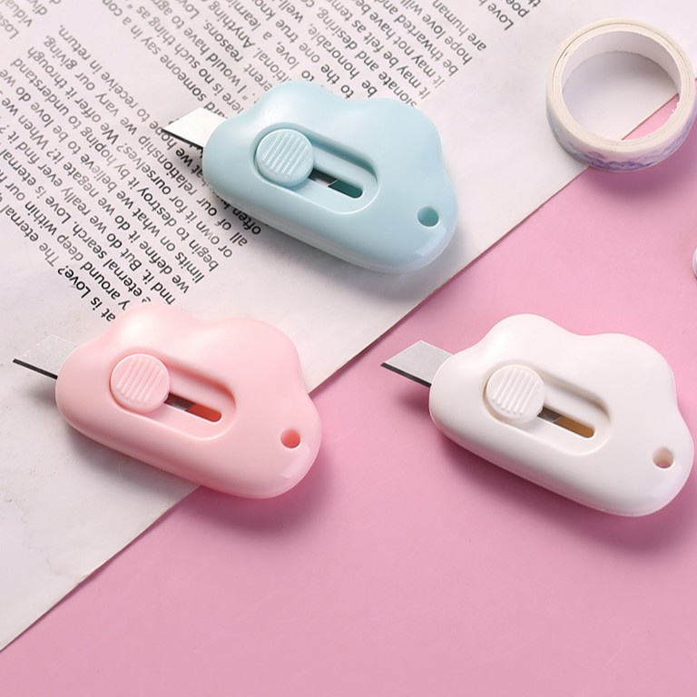 Dao dọc giấy mini cute hình đám mây, dụng cụ cắt giấy, rạch bao bì siêu tiện dụng làm móc khóa đem theo