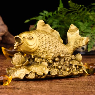 Tượng cá chép cưỡi hoa sen phun châu bằng đồng thau phong thủy Hồng Thắng