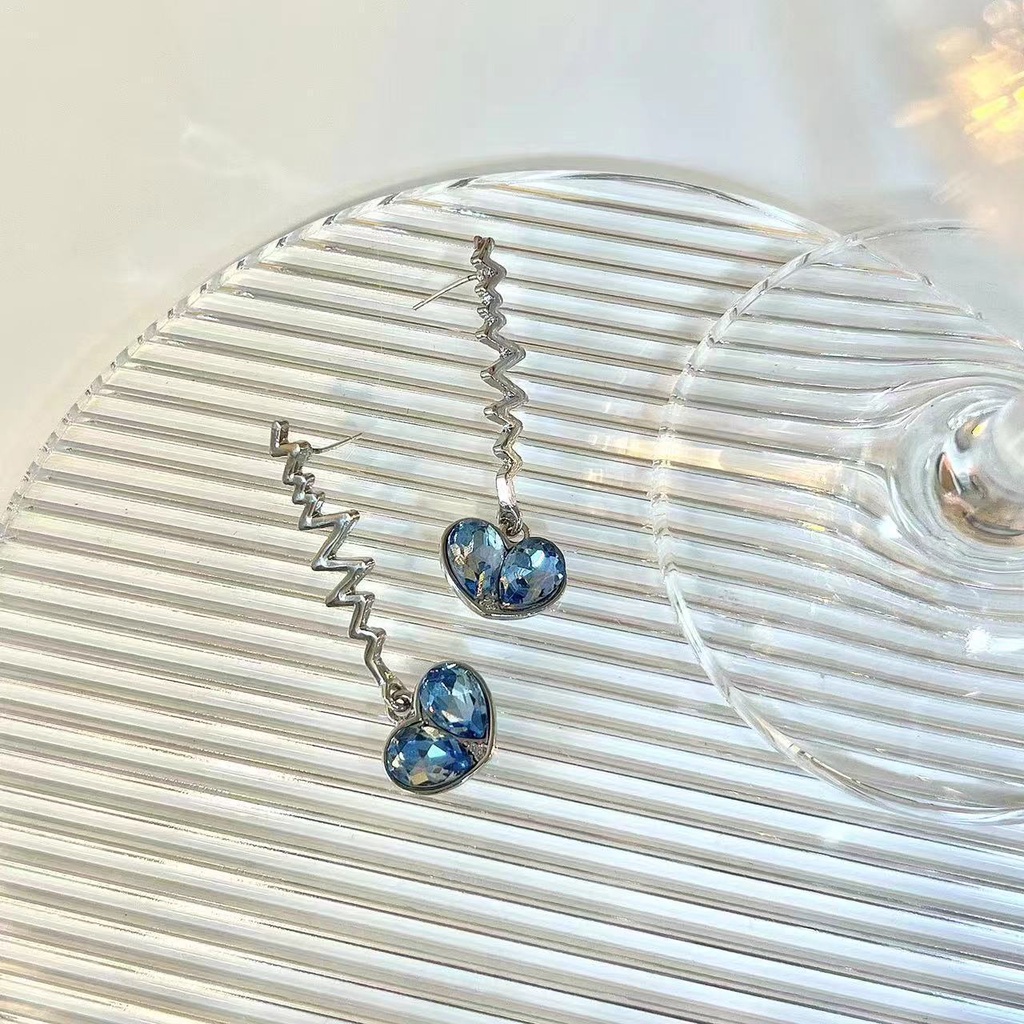 Khuyên Tai Hình Trái Tim Đính Đá Xanh Phong Cách Pháp 2022 Mới