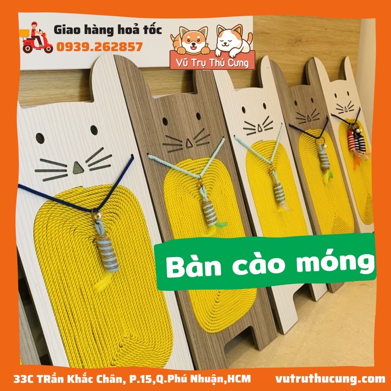 Bàn cào móng cho Mèo bằng gỗ, hình tai mèo, đồ chơi cho mèo