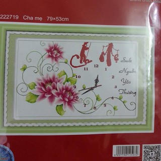 Tranh thêu chữ thập đồng hồ cha mẹ 222719