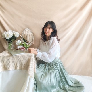 CC District - Chân váy midi lụa óng Freya Skirt xanh mint