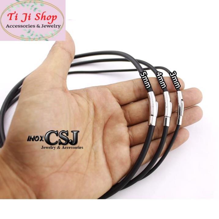 DÂY CHUYỀN CAO SU ĐEN 3LY KHÓA INOX VIP siêu đẹp