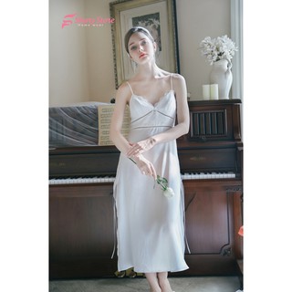 Đầm ngủ lụa thiết kế cao cấp 2 dây trắng