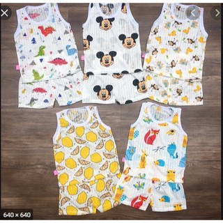 Combo 5 bộ quần áo 3 lỗ sát nách cotton giấy thông hơi cho bé từ 0-15 tháng tuổi