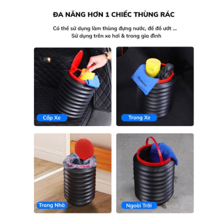 Thùng rác gấp gọn có thể co giãn để trên ô tô, văn phòng