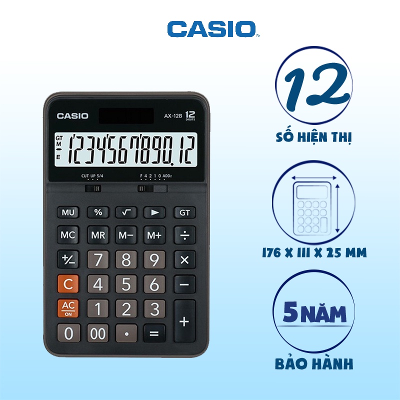 Máy tính Casio AX-12B hiển thị 12 chữ số