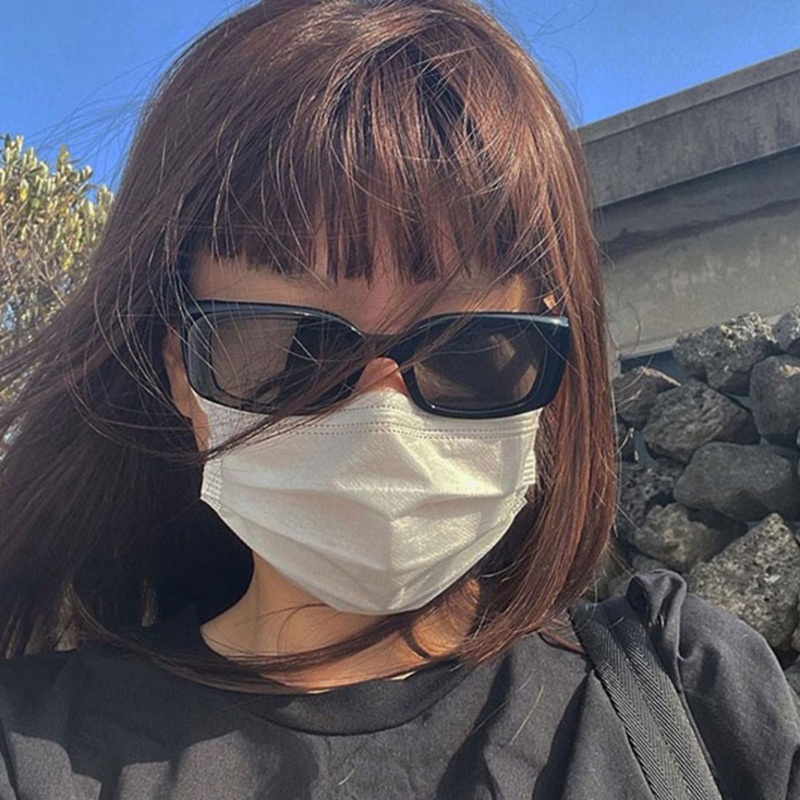 Kính Mát Gọng Vuông Nhỏ Màu Đen Phong Cách Hip Hop Cá Tính