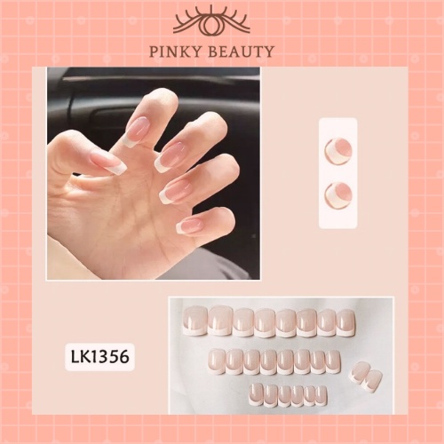 Bộ 24 Móng Giả Pinky Beauty Thời Trang Cá Tính Cho Nữ Mùa Noel, Lễ, Tết Kèm Keo Chính Hãng