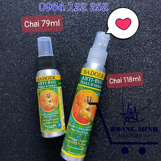🇺🇸 Chai 79ml Xịt Chống Muỗi & Côn Trùng Cắn Badger Anti-bug 🇺🇸