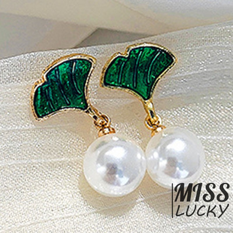 Cặp khuyên tai bạc 925 phối ngọc trai giả phong cách Pháp thời trang