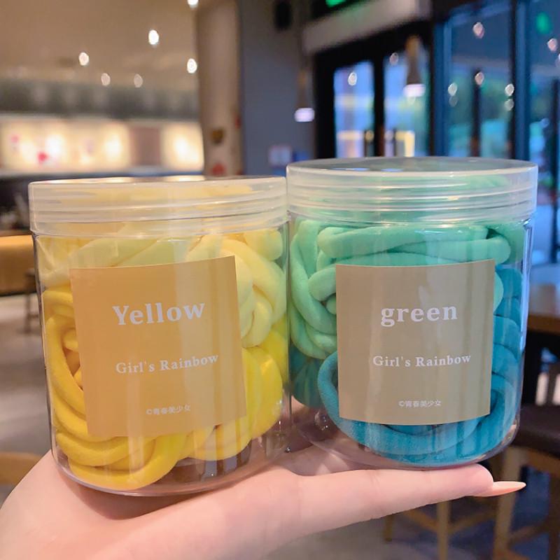 Hộp 50 Dây Buộc Tóc Cao Su Nhiều Màu Sắc Thời Trang