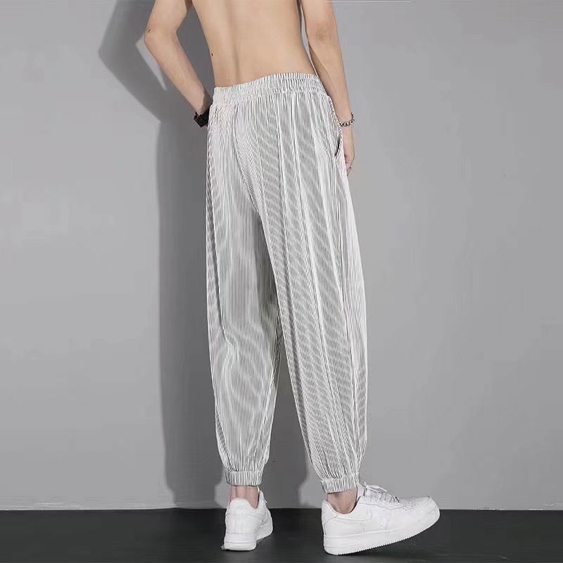 Quần Dài Thể Thao Dáng Suông Bằng Lụa Lạnh Thoáng Khí Thời Trang Mùa Hè Cho Nam