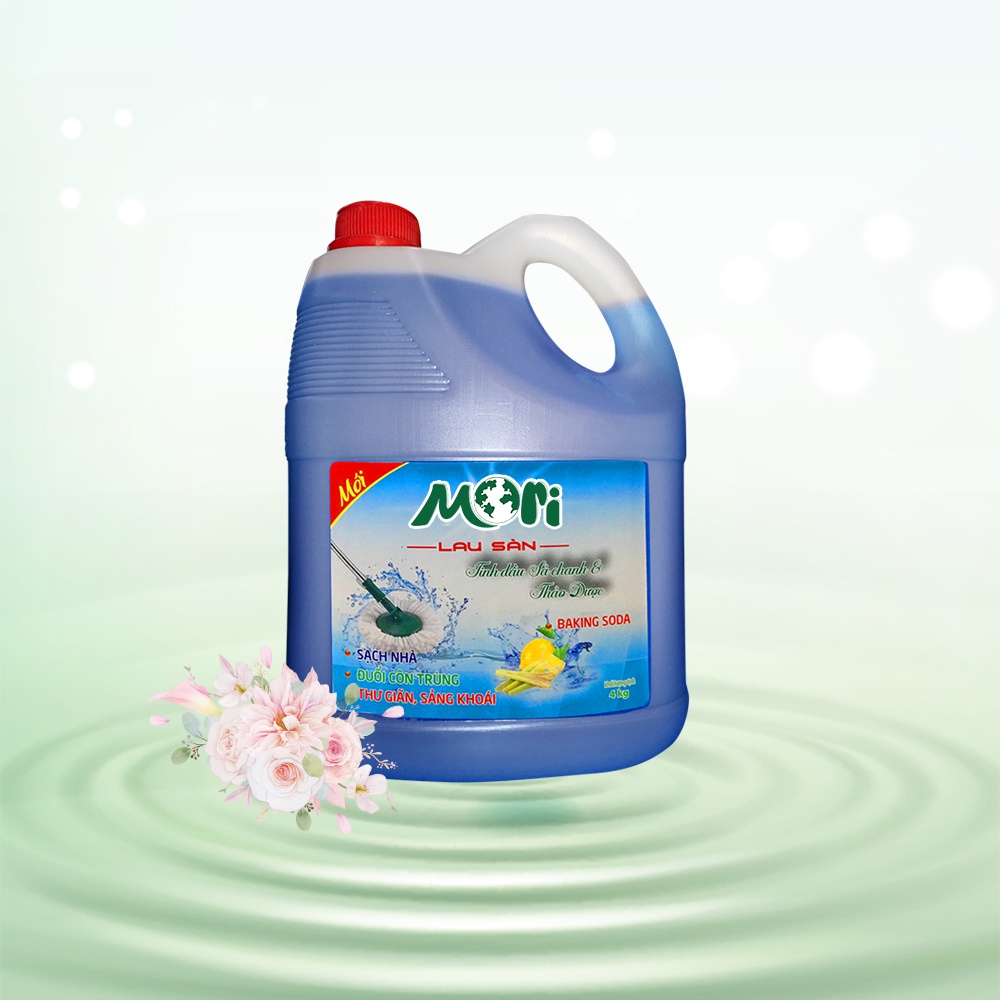 Nước lau sàn Mori can 4L Hương quế, Hương sả chanh - Khử mùi, đuổi côn trùng