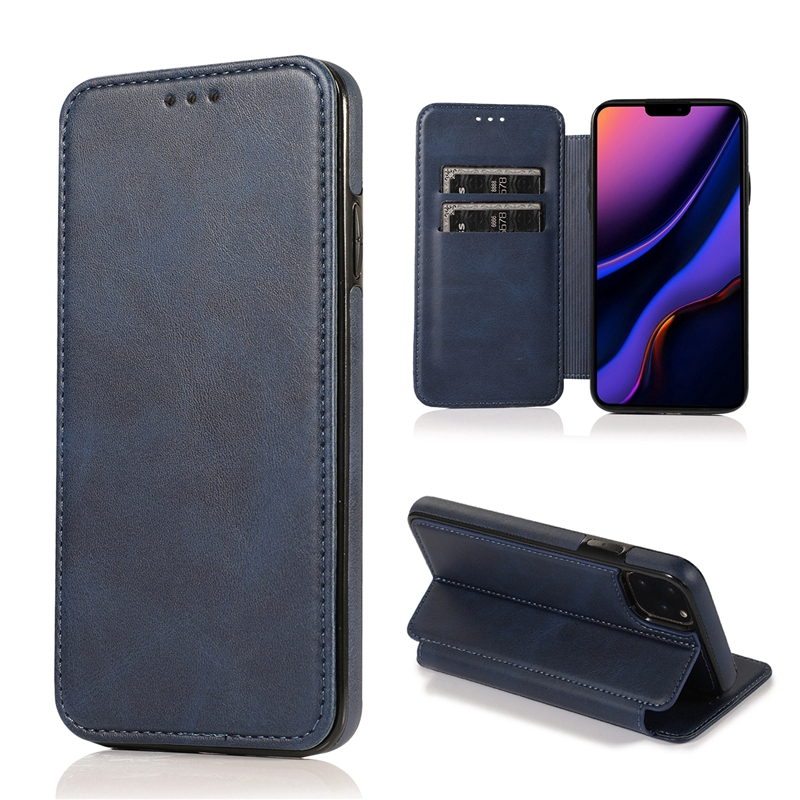 IPhone 12 11 Pro Xs Max XR 8 7 SE 2020 Leather Case Full Protection Flip Card slot Bracke Soft Cover Casing