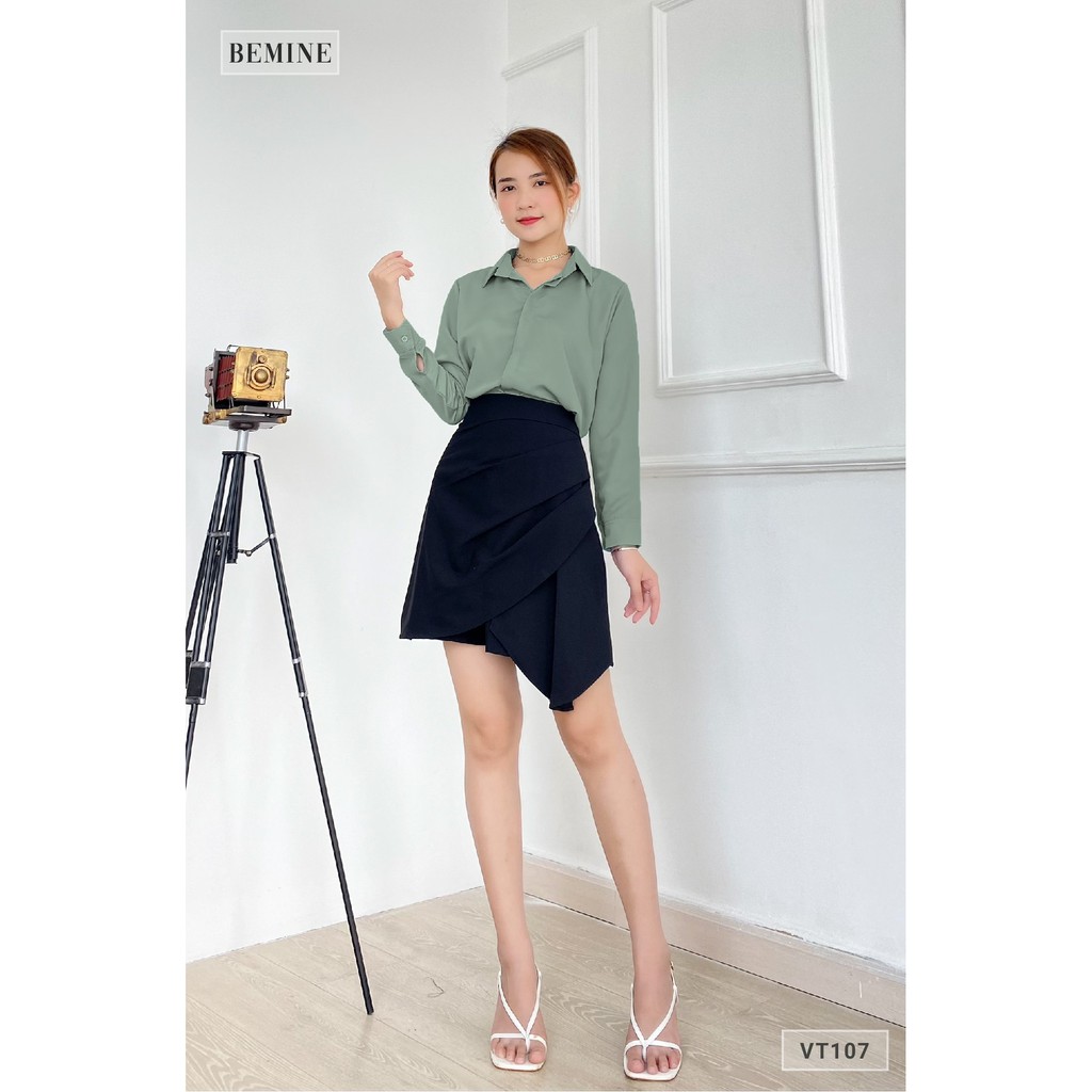 Chân váy xếp li chéo tà BEMINE VT107DEN | BigBuy360 - bigbuy360.vn
