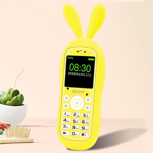 Điện thoại trẻ em 2 sim, pin lâu siêu dễ thương tặng ốp tai thỏ+ dây đeo thú