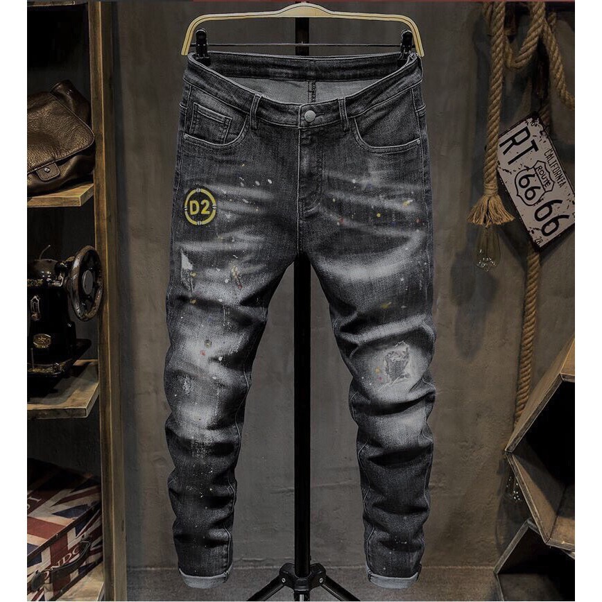 Quần jean nam Gấu 194 wass rách kiểu vải jeans co dãn, dày dặn form slimfit - 303 - 11