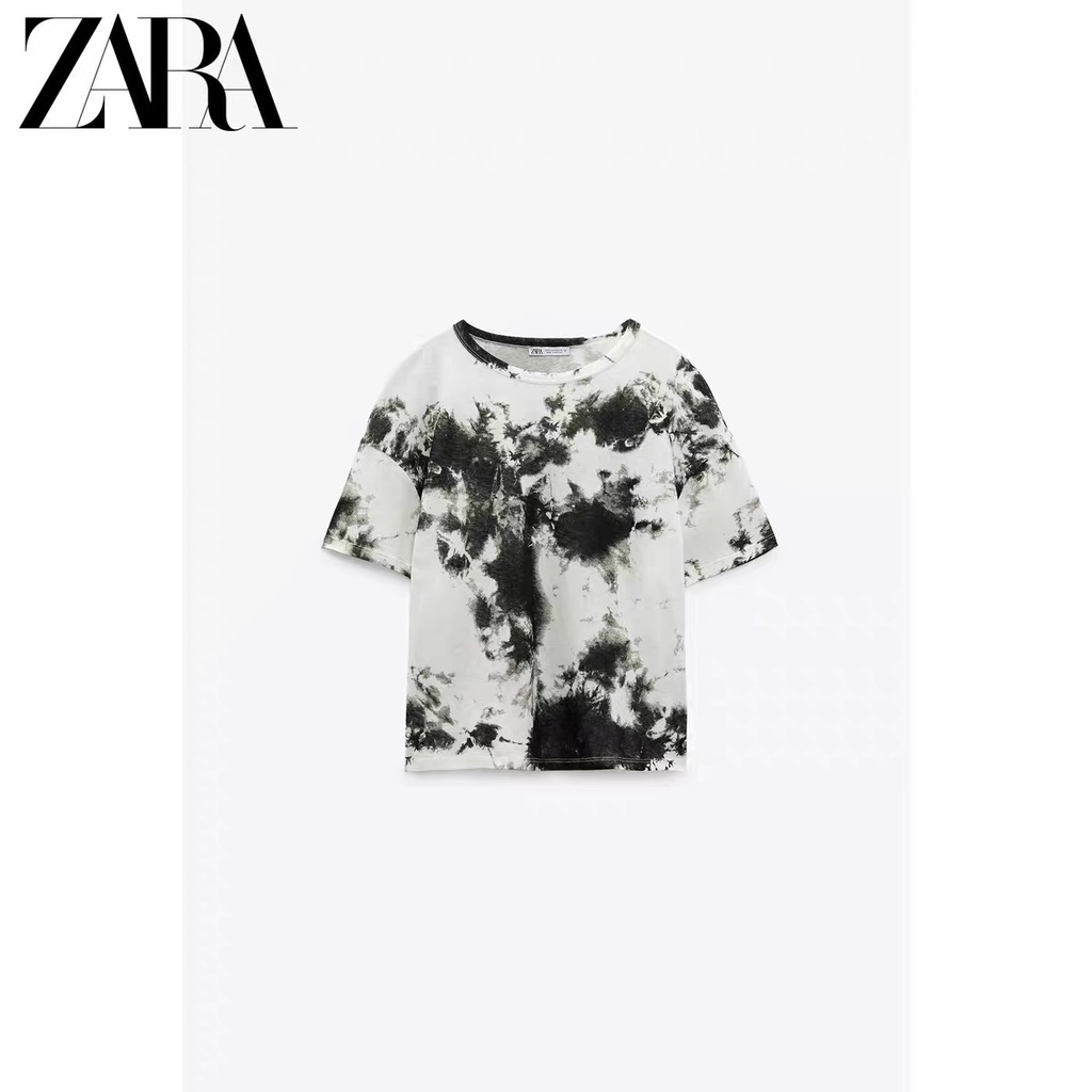 Zara Áo Thun Tay Ngắn In Họa Tiết Thời Trang Xuân Hè Cho Nữ